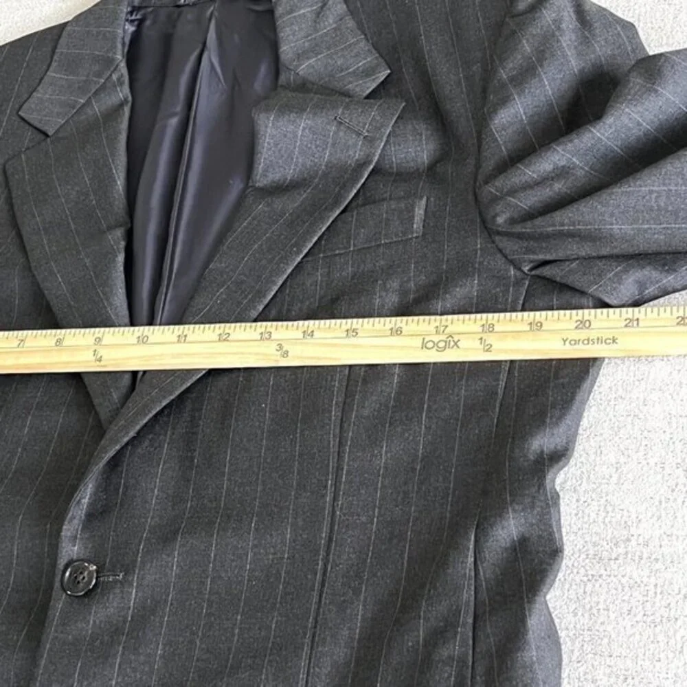 Hickey Freeman Mens‎ Gray Pinstripe Blazer Suit Jacket Coat Size 38R 100% Wool